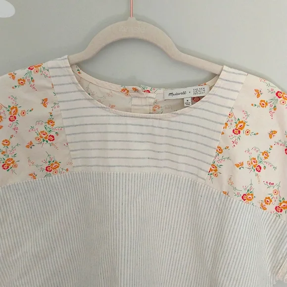 Madewell x The New Denim Project Patchwork Top In Railroad Stripe - Picture 8 of 15